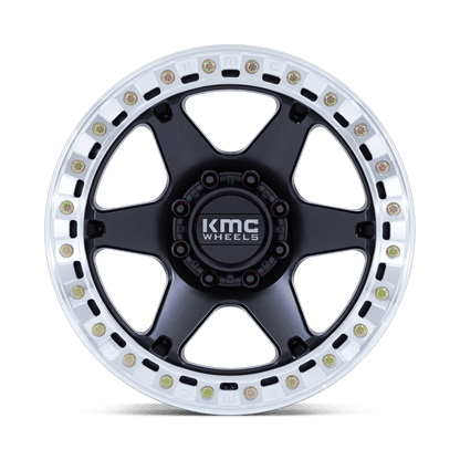 20x10 KMC KM238 VI Satin Black W/ Machined Ring BEADLOCK Wheel 5x5 (-48mm)