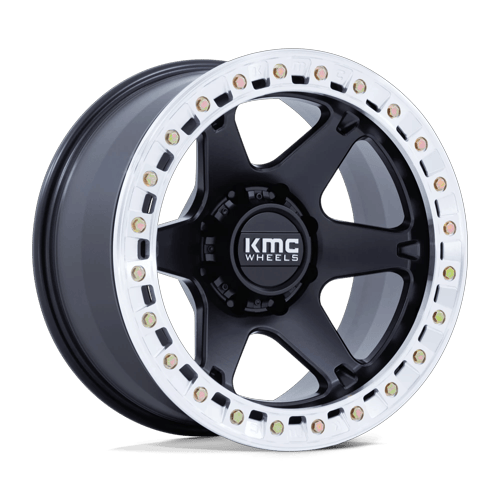 20x10 KMC KM238 VI BEADLOCK Satin Black W/ Machined Ring Wheel 6x5.5 (-48mm)