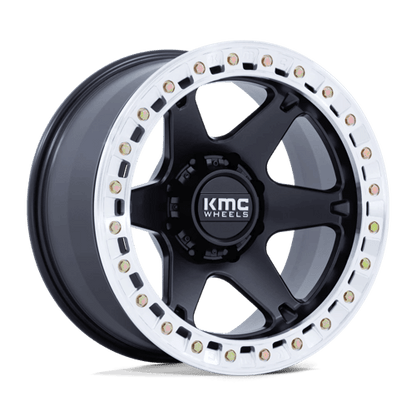 20x10 KMC KM238 VI BEADLOCK Satin Black W/ Machined Ring Wheel 8x170 (-48mm)