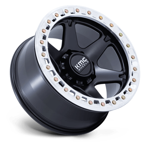 20x10 KMC KM238 VI BEADLOCK Satin Black W/ Machined Ring Wheel 8x170 (-48mm)