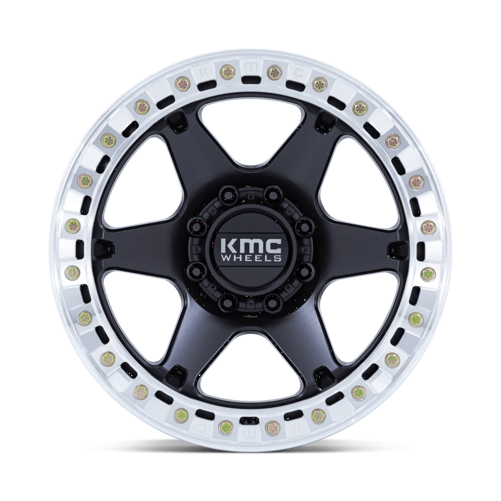 20x10 KMC KM238 VI Satin Black W/ Machined Ring BEADLOCK Wheel Blank (-48mm)