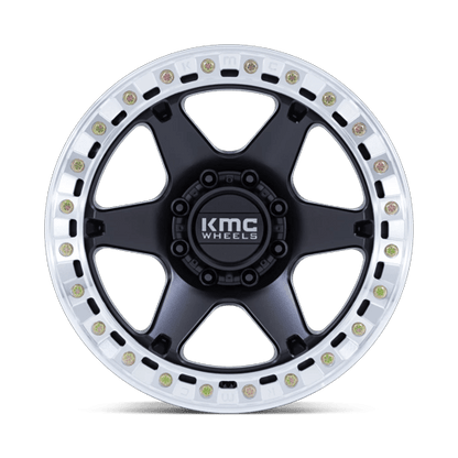 20x10 KMC KM238 VI BEADLOCK Satin Black W/ Machined Ring Wheel 8x170 (-48mm)