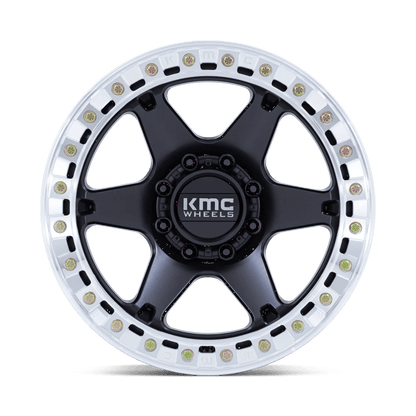 20x10 KMC KM238 VI Satin Black W/ Machined Ring BEADLOCK Wheel 8x6.5 (-48mm)