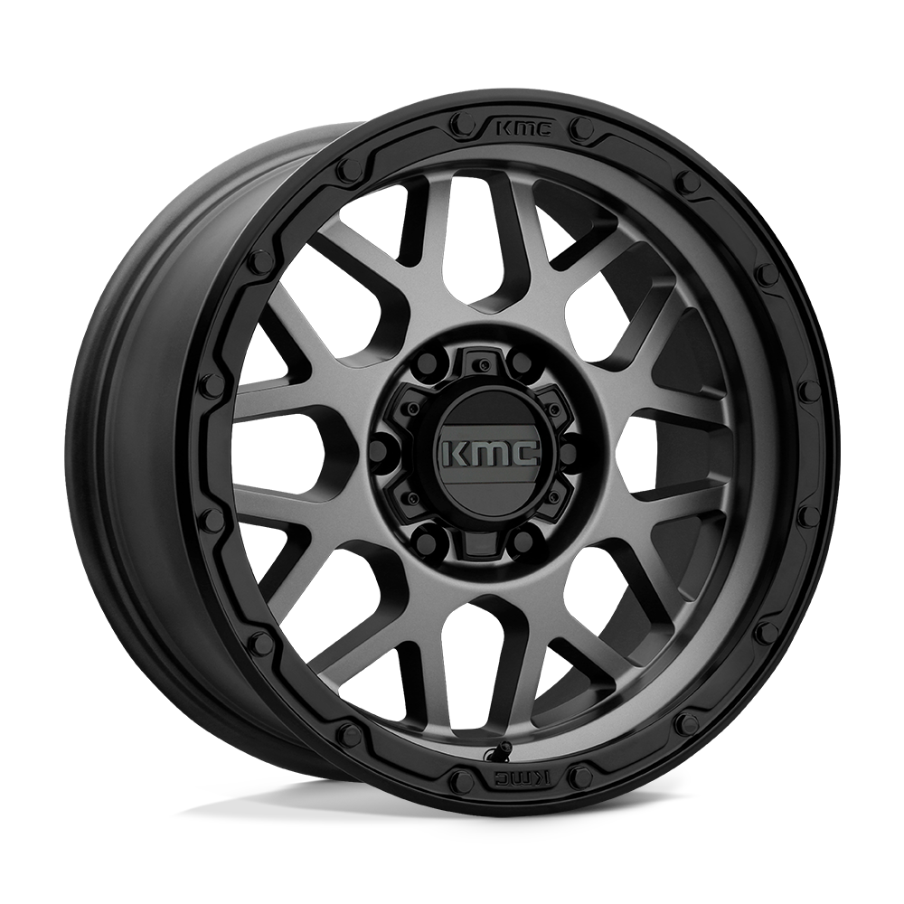 17x9 KMC KM535 GRENADE OFF-ROAD Matte Gray Matte Black Lip Wheel 5x5 (-12mm)