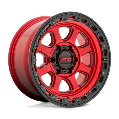 18x9 KMC KM548 Chase Candy Red With Black Lip Wheel 8x180 (18mm)