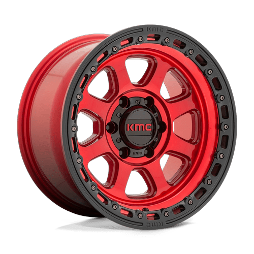 18x9 KMC KM548 Chase Candy Red With Black Lip Wheel 8x180 (18mm)