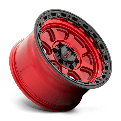 18x9 KMC KM548 Chase Candy Red With Black Lip Wheel 8x180 (18mm)