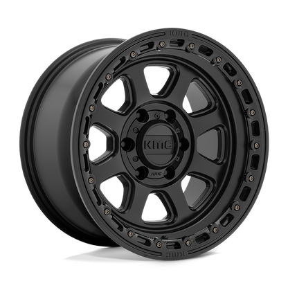 18x9 KMC KM548 Chase Satin Black With Gloss Black Lip Wheel 8x180 (18mm)
