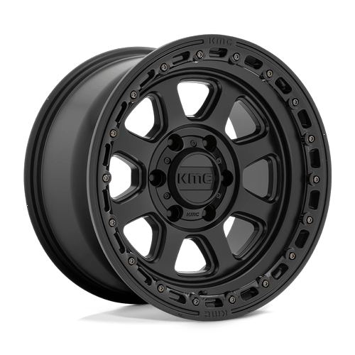 18x9 KMC KM548 Chase Satin Black With Gloss Black Lip Wheel 8x180 (18mm)