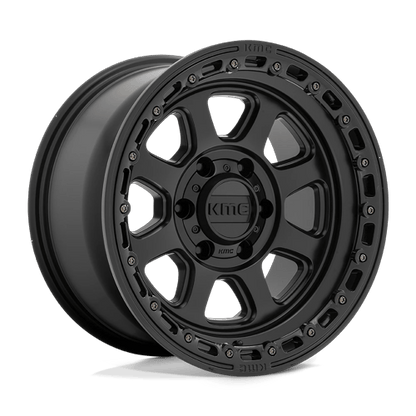 18x9 KMC KM548 Chase Satin Black With Gloss Black Lip Wheel 8x180 (18mm)