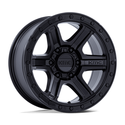 17x8.5 KMC KM551 Outrun Matte Black With Gloss Black Lip Wheel 6x5.5 (-10mm)