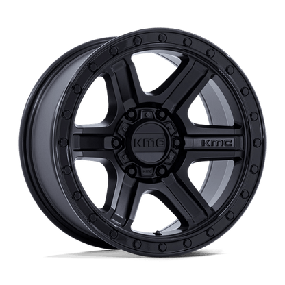 17x8.5 KMC KM551 Outrun Matte Black With Gloss Black Lip Wheel 5x5 (18mm)