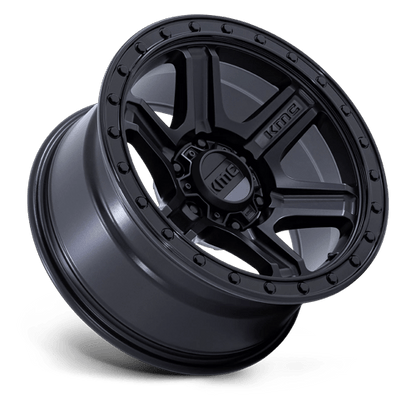 17x8.5 KMC KM551 Outrun Matte Black With Gloss Black Lip Wheel 6x5.5 (-10mm)