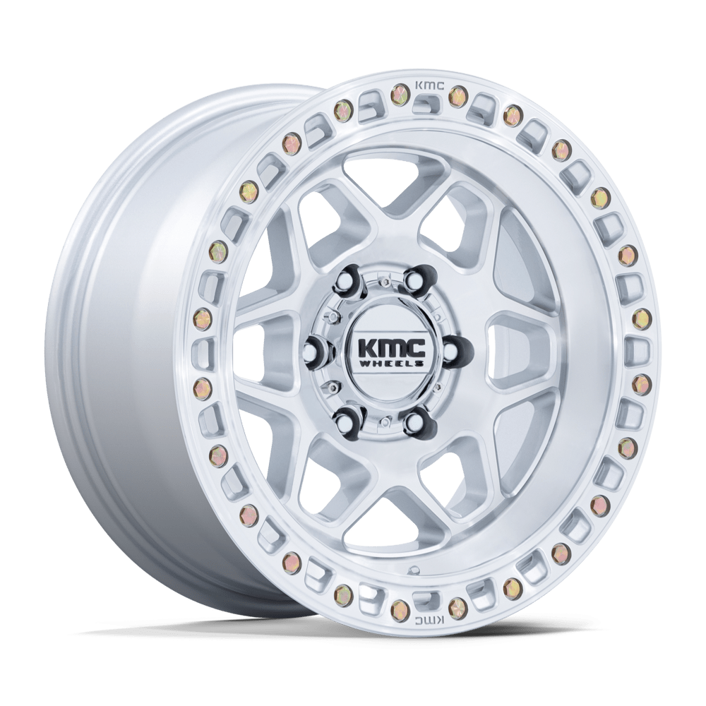 17x8.5 KMC KM553 Torx Gloss Silver W/ Machined Face Wheel 6x5.5 (0mm)