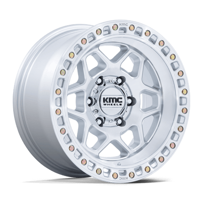 17x8.5 KMC KM553 Torx Gloss Silver W/ Machined Face Wheel 6x5.5 (0mm)