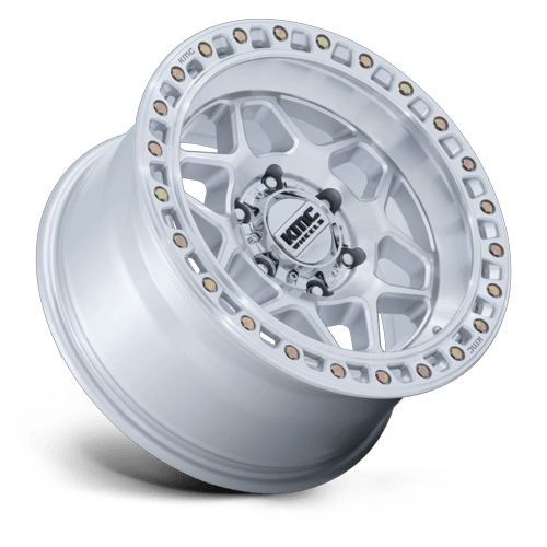 17x8.5 KMC KM553 Torx Gloss Silver W/ Machined Face Wheel 6x5.5 (25mm)