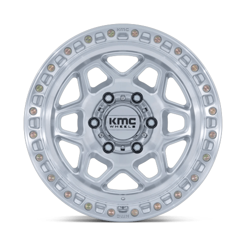17x9 KMC KM553 Torx Gloss Silver W/ Machined Face Wheel 6x5.5 (-12mm)