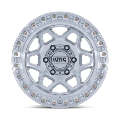 17x9 KMC KM553 Torx Gloss Silver W/ Machined Face Wheel 5x5 (-12mm)