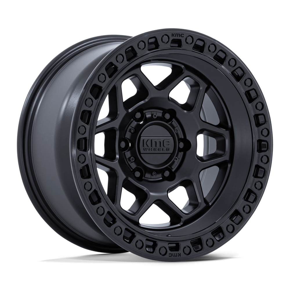 17x9 KMC KM553 Torx Matte Black W/ Gloss Black Lip Wheel 6x5.5 (-12mm)