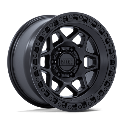 17x9 KMC KM553 Torx Matte Black W/ Gloss Black Lip Wheel 6x5.5 (-12mm)