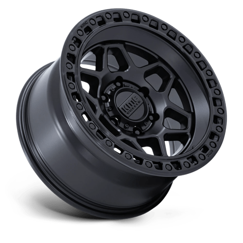 17x9 KMC KM553 Torx Matte Black W/ Gloss Black Lip Wheel 5x5 (-12mm)