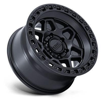 17x9 KMC KM553 Torx Matte Black W/ Gloss Black Lip Wheel 5x5 (-12mm)