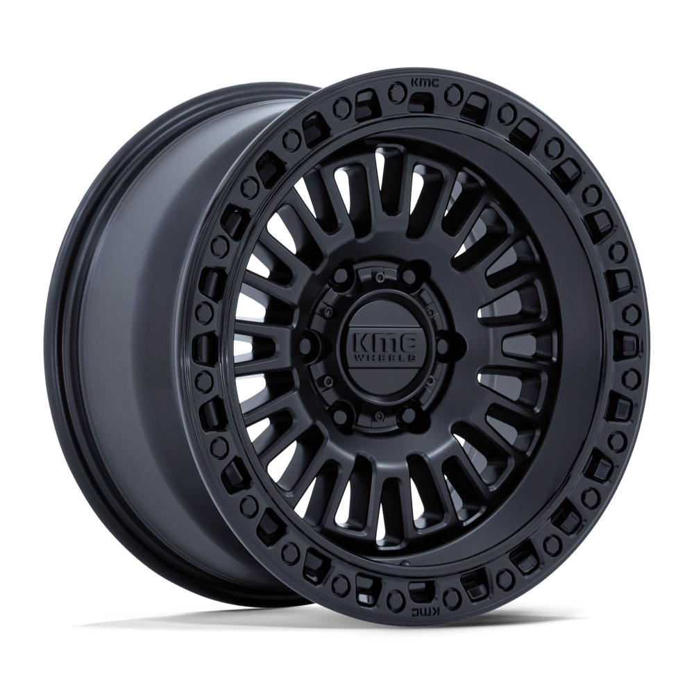 17x8.5 KMC KM554 Aztec Matte Black W/ Glossy Black Lip Wheel 6x5.5 (25mm)