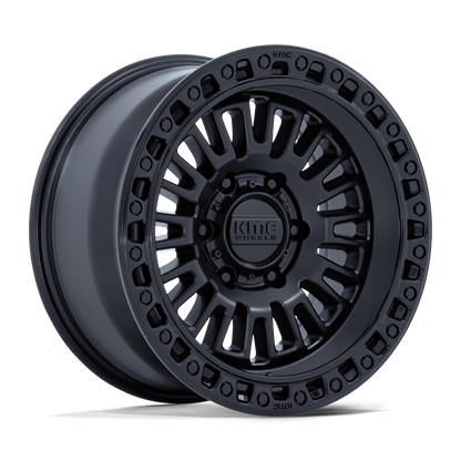 17x8.5 KMC KM554 Aztec Matte Black W/ Glossy Black Lip Wheel 6x5.5 (25mm)