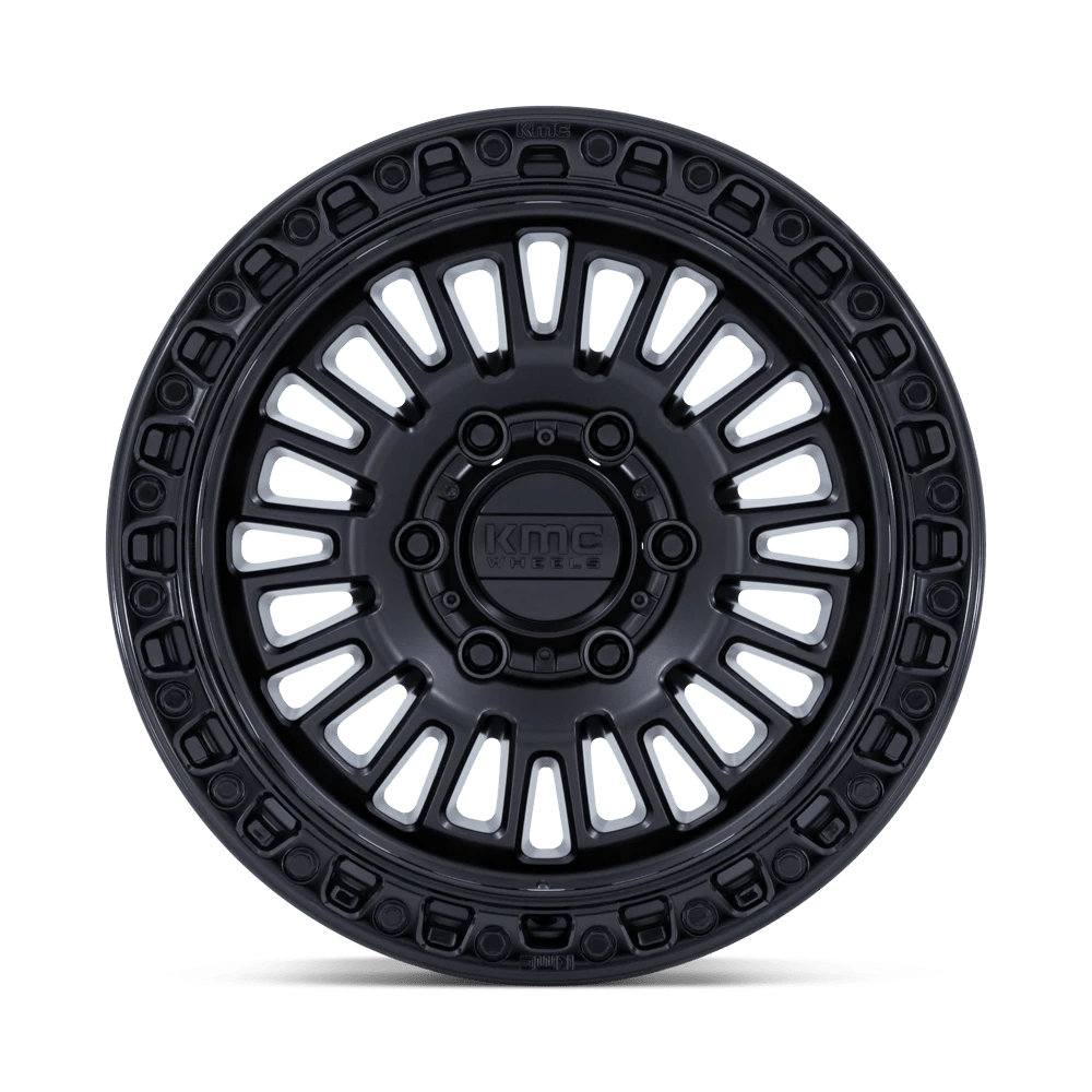 17x8.5 KMC KM554 Aztec Matte Black W/ Gloss Black Lip Wheel 6x135 (0mm)