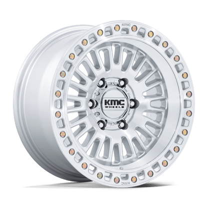17x8.5 KMC KM554 Aztec Gloss Silver W/ Machined Face Wheel 6x135 (0mm)