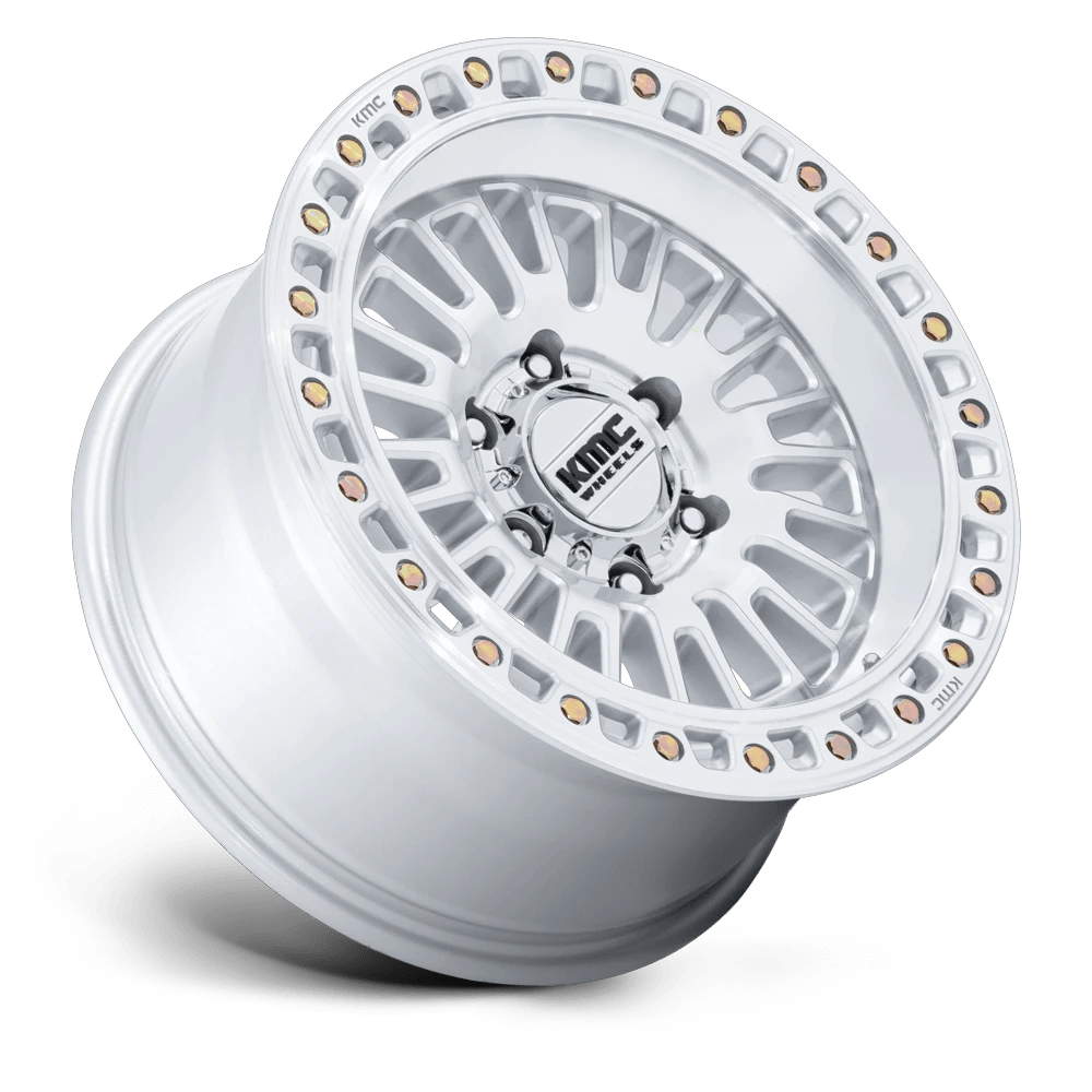 17x8.5 KMC KM554 Aztec Gloss Silver W/ Machined Face Wheel 6x5.5 (0mm)