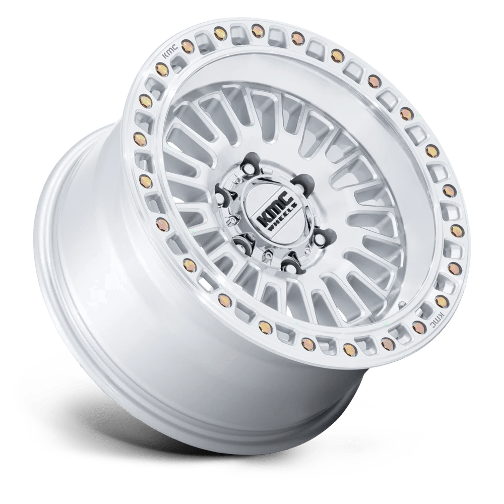17x8.5 KMC KM554 Aztec Gloss Silver W/ Machined Face Wheel 6x135 (0mm)