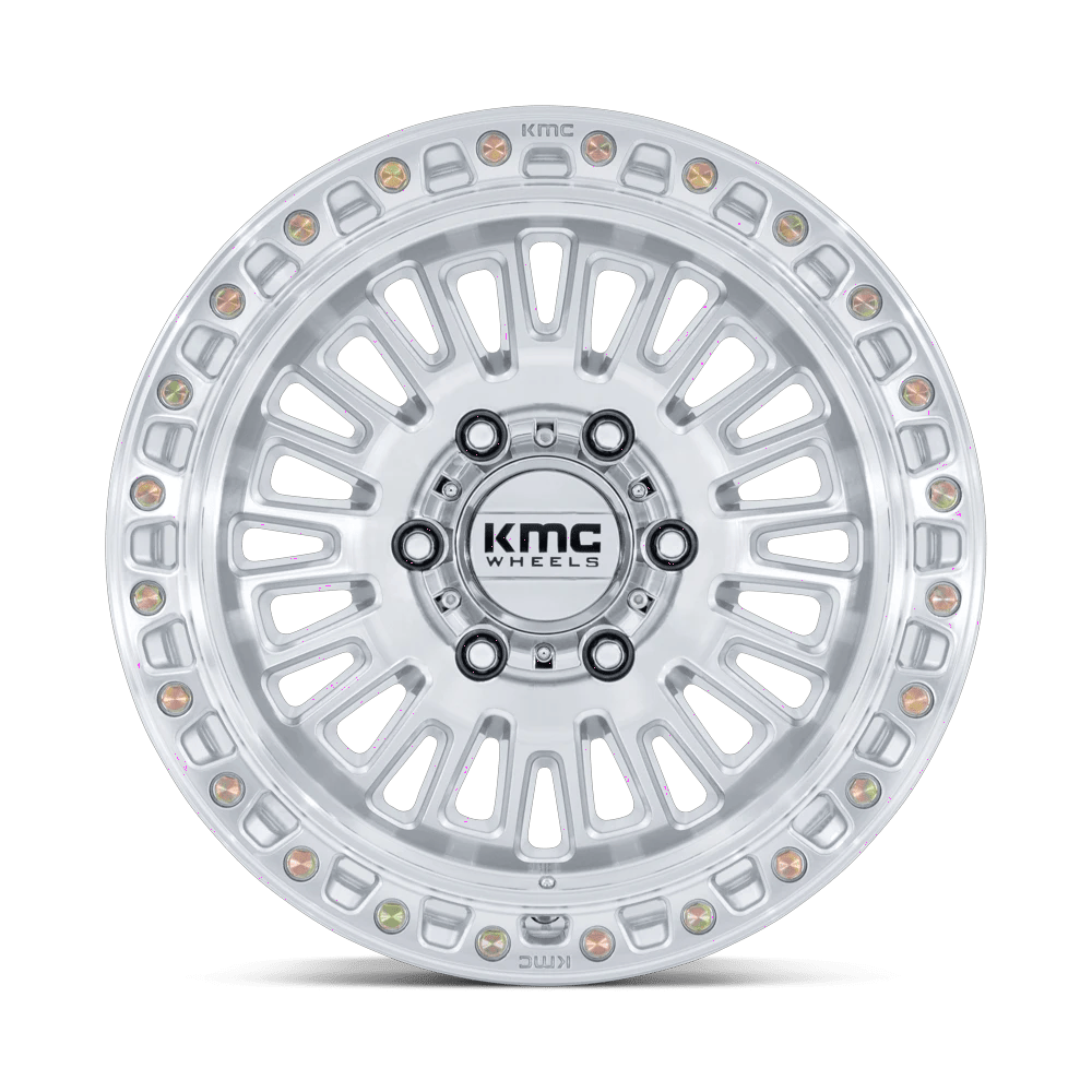 17x8.5 KMC KM554 Aztec Gloss Silver W/ Machined Face Wheel 5x5 (0mm)