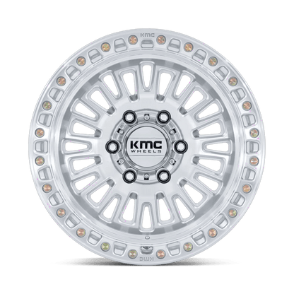 17x8.5 KMC KM554 Aztec Gloss Silver W/ Machined Face Wheel 5x5 (0mm)