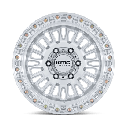 17x8.5 KMC KM554 Aztec Gloss Silver W/ Machined Face Wheel 6x135 (0mm)