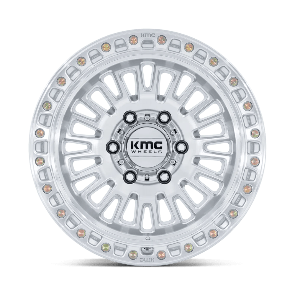 17x8.5 KMC KM554 Aztec Gloss Silver W/ Machined Face Wheel 6x135 (0mm)