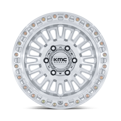 17x8.5 KMC KM554 Aztec Gloss Silver W/ Machined Face Wheel 6x135 (0mm)