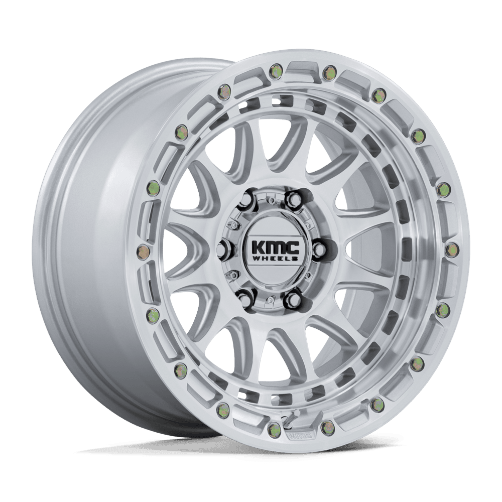 18x9 KMC KM556 Crux Gloss Silver W/ Machined Face Wheel 8x180 (0mm)