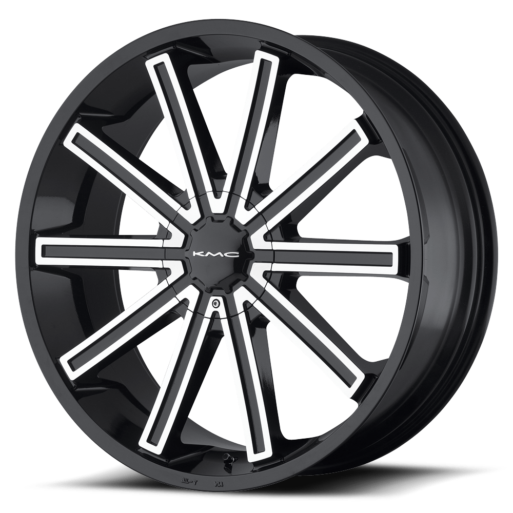 20x8.5 KMC KM681 NERVE Gloss Black Machined Wheel 5x115/5x120/5x115/5x120 (15mm)