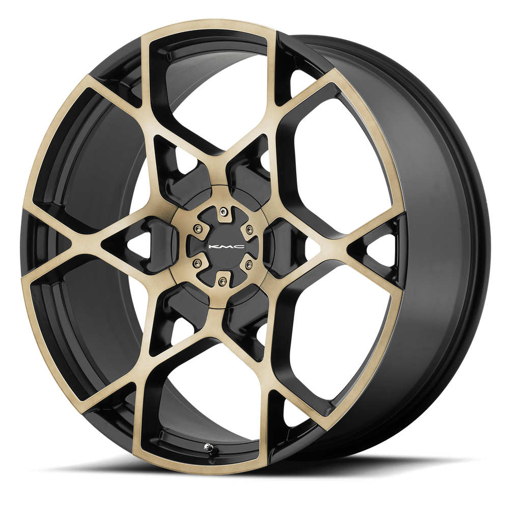 22x9 KMC KM695 Satin Black Machined Wheel 5x115/5x120 (15mm)