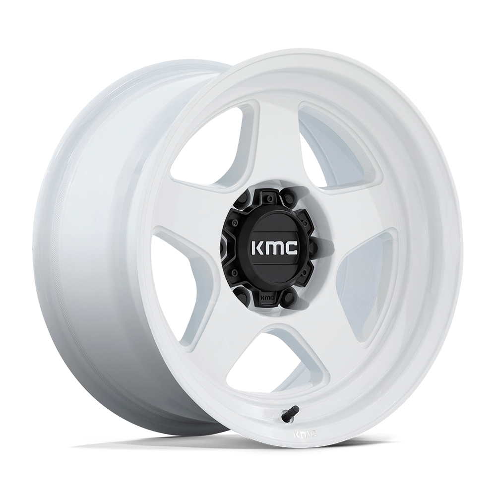 17x8.5 KMC KM728 Lobo Gloss White Wheel 6x5.5 (-10mm)