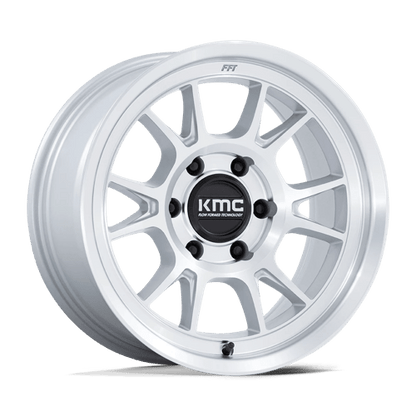 17x8.5 KMC KM729 Range Gloss Silver With Machined Face Wheel 5x5 (-10mm)