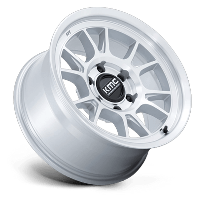 17x8.5 KMC KM729 Range Gloss Silver With Machined Face Wheel 5x5 (-10mm)