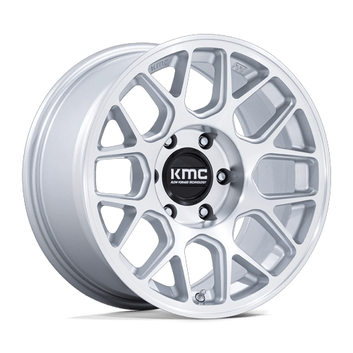 17x8.5 KMC KM730 Hatchet Gloss Silver W/ Machined Face Wheel 6x4.5 (25mm)