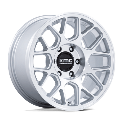 17x8.5 KMC KM730 Hatchet Gloss Silver W/ Machined Face Wheel 6x135 (0mm)