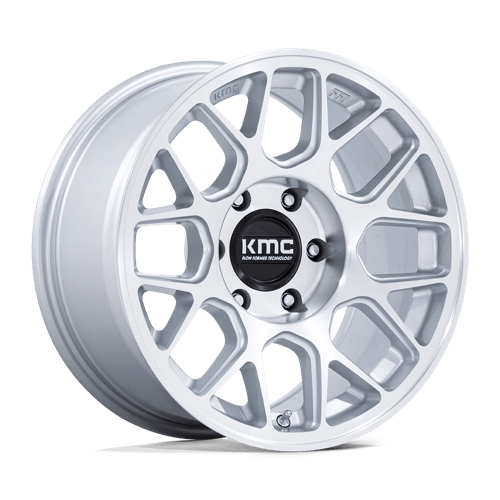 17x8.5 KMC KM730 Hatchet Gloss Silver W/ Machined Face Wheel 6x135 (0mm)