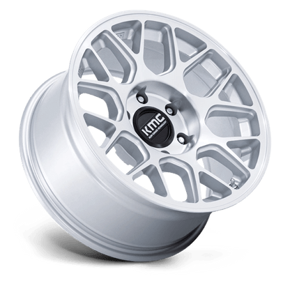 17x8.5 KMC KM730 Hatchet Gloss Silver W/ Machined Face Wheel 6x5.5 (-10mm)