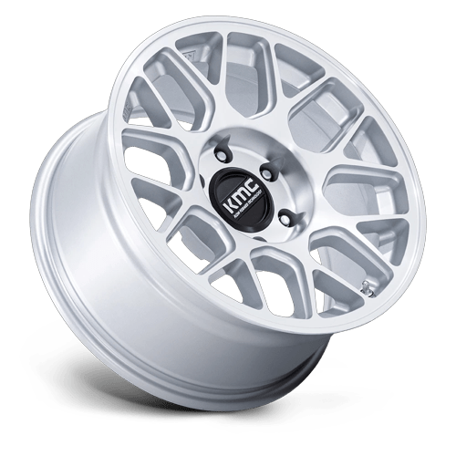 17x8.5 KMC KM730 Hatchet Gloss Silver W/ Machined Face Wheel 6x135 (0mm)