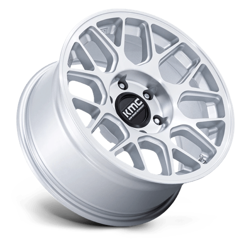 17x8.5 KMC KM730 Hatchet Gloss Silver W/ Machined Face Wheel 6x135 (25mm)