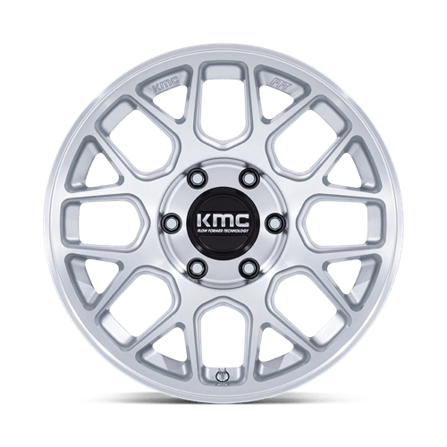 17x8.5 KMC KM730 Hatchet Gloss Silver W/ Machined Face Wheel 6x135 (0mm)